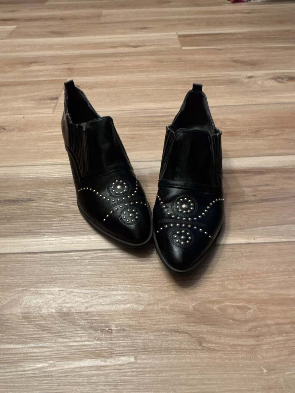 Circus by Sam Edelman Black Studded Western Ankle Booties